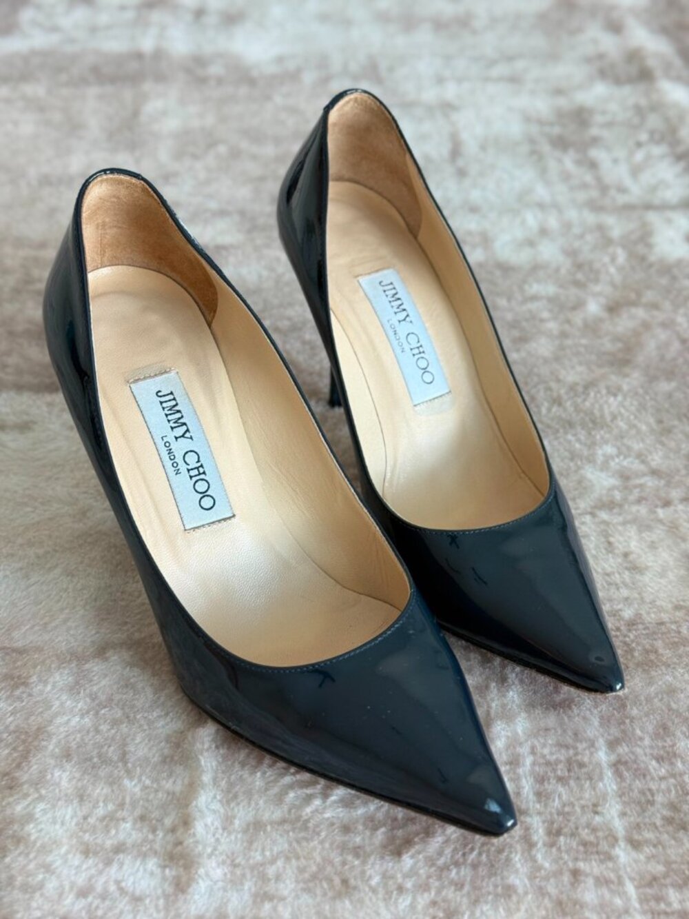 Jimmy Choo Agnes Navy Patent Leather Pumps - Picture 2 of 7